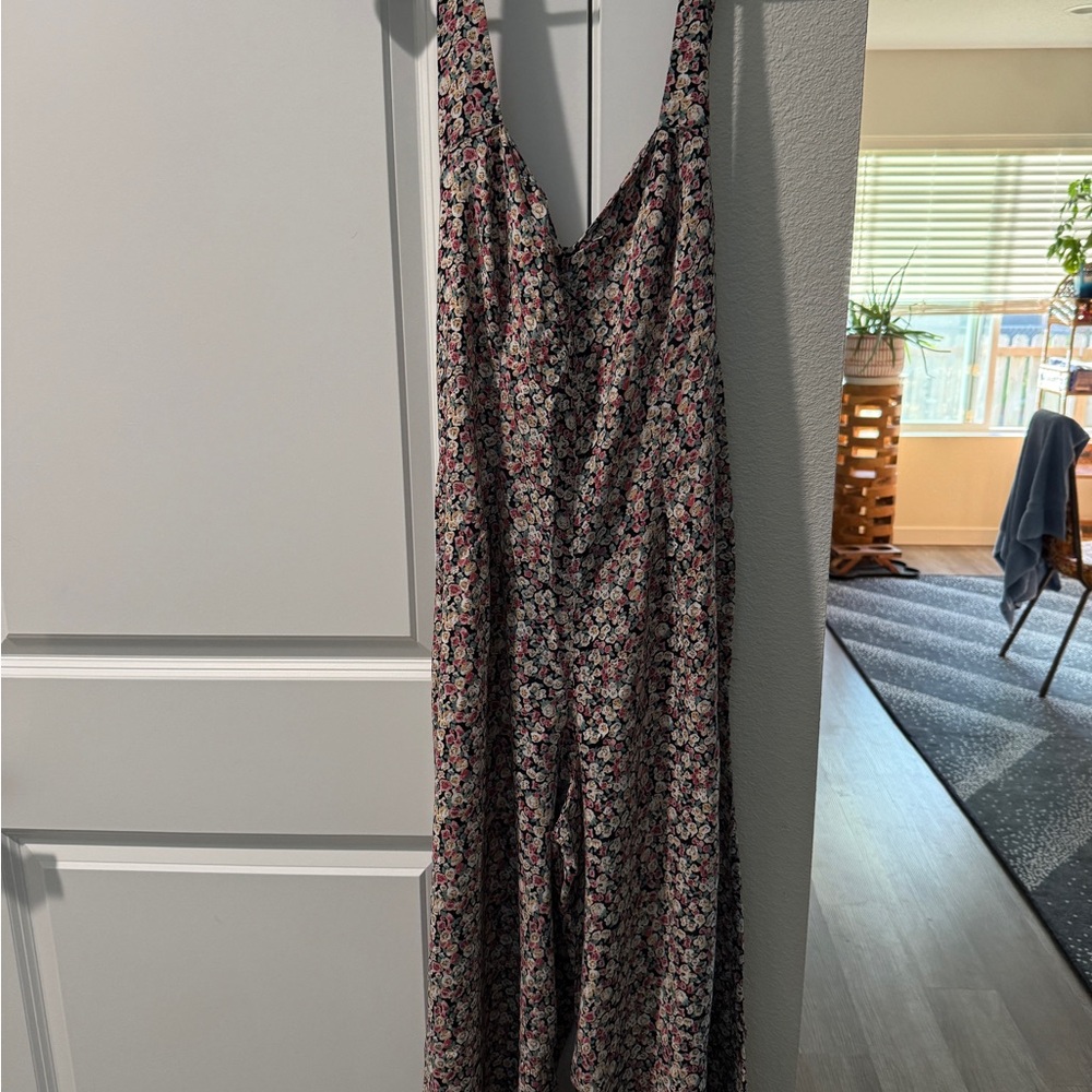 Vintage Floral V-Neck- Halter Top Romper